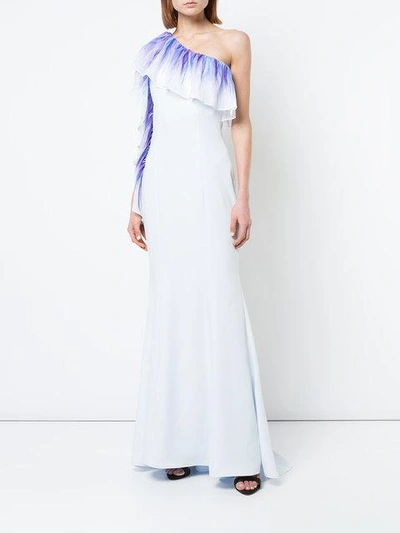 Shop Nha Khanh Long One-shoulder Dress - Blue