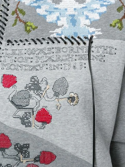 Shop Alexander Mcqueen Embroidered Patchwork Sweatshirt - Grey