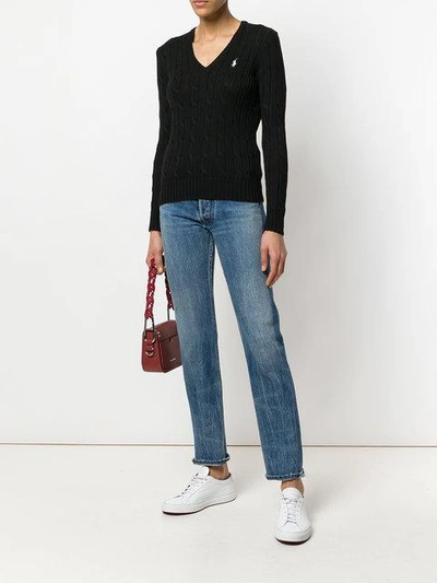 Shop Polo Ralph Lauren Cable Knit Sweater In Black