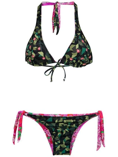 Shop Amir Slama Reversible Bikini Set In Bege
