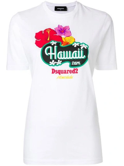 Shop Dsquared2 Hawaii Print T-shirt In White