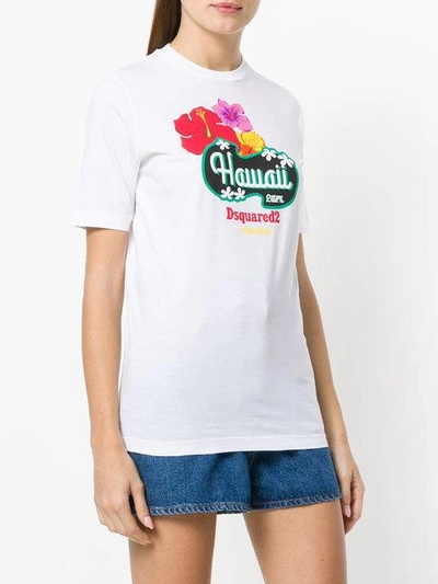 Shop Dsquared2 Hawaii Print T-shirt In White