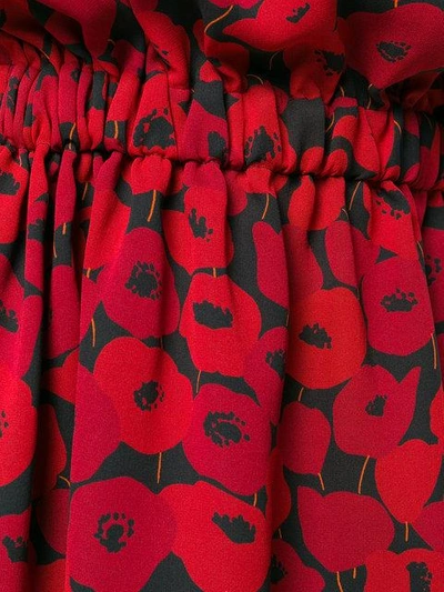 Saint Laurent One-shoulder Floral-print Silk-georgette Mini Dress In Red