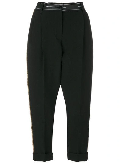 Shop Dolce & Gabbana Sequinned Cropped Trousers - Black