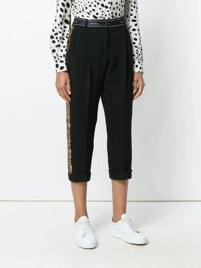 Shop Dolce & Gabbana Sequinned Cropped Trousers - Black