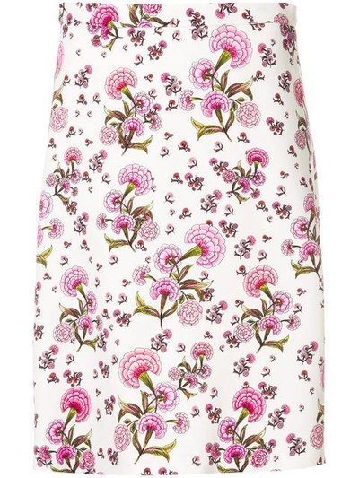 Shop Giambattista Valli Floral Print A-line Skirt - White
