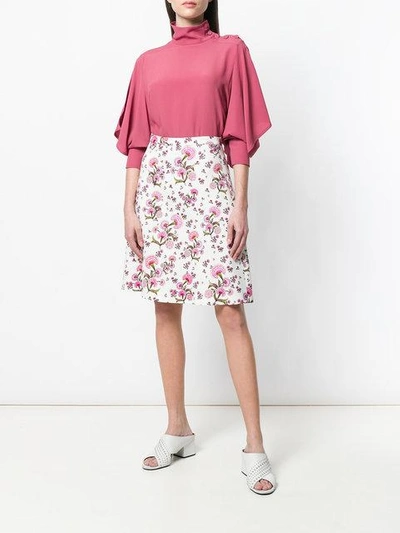 Shop Giambattista Valli Floral Print A-line Skirt - White