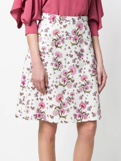 Shop Giambattista Valli Floral Print A-line Skirt - White