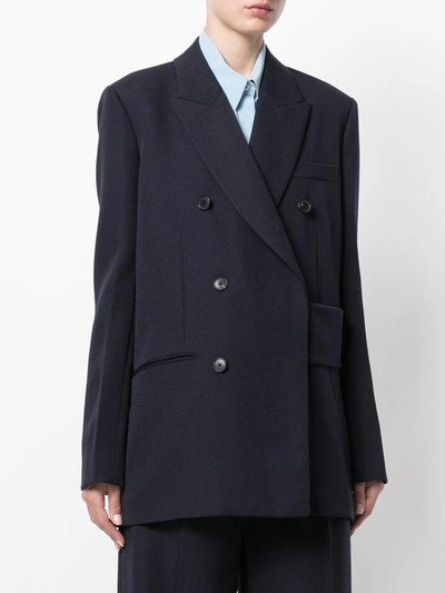 Shop Victoria Beckham Oversized Double Breasted Blazer In Blue