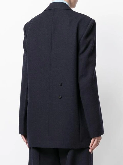 Shop Victoria Beckham Oversized Double Breasted Blazer In Blue