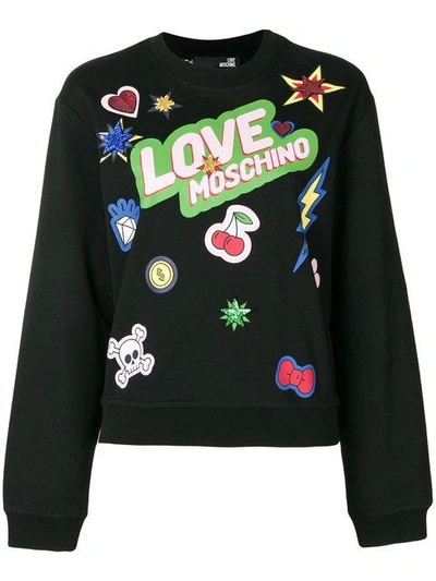 Shop Love Moschino Sequin Patch Printed Jumper
