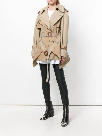 Shop Alexander Mcqueen Layered Trench Coat In Brown