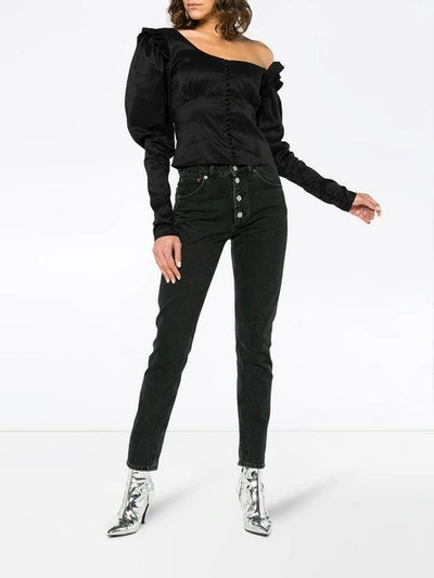 Shop Magda Butrym Silk Vannes Button Down Top In Black