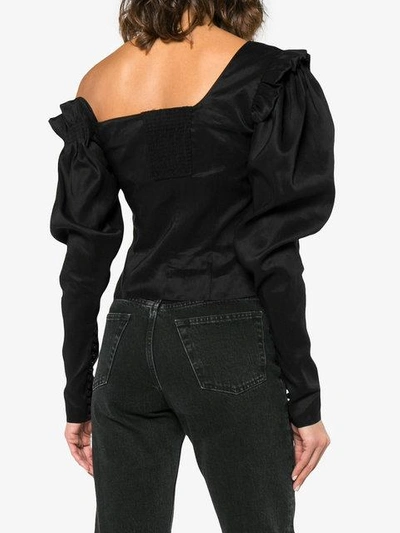 Shop Magda Butrym Silk Vannes Button Down Top In Black