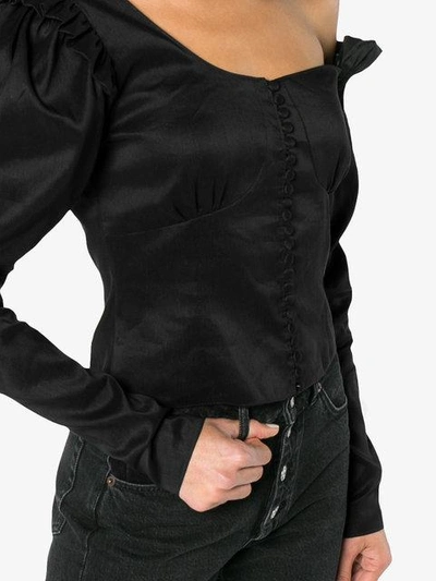 Shop Magda Butrym Silk Vannes Button Down Top In Black