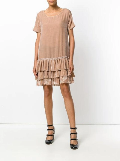 Shop Blumarine Wide Cut Dress - Neutrals