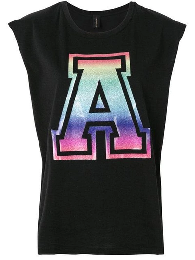 Shop Alexandre Vauthier Holographic A Print Tank Top - Black