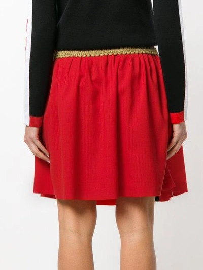Shop Moschino Ric-rac Trim Skater Skirt - Red