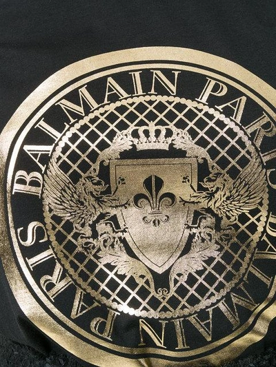 Shop Balmain Printed Logo Crest Tank Top - Black