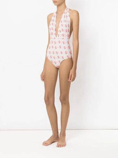 Shop Olympiah Flamingo Printed Swimsuit In White