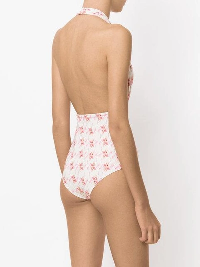 Shop Olympiah Flamingo Printed Swimsuit In White