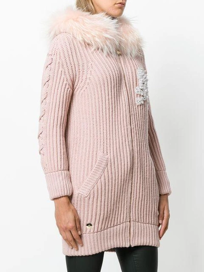 Shop Philipp Plein Kiss Snow Cardi-coat - Pink
