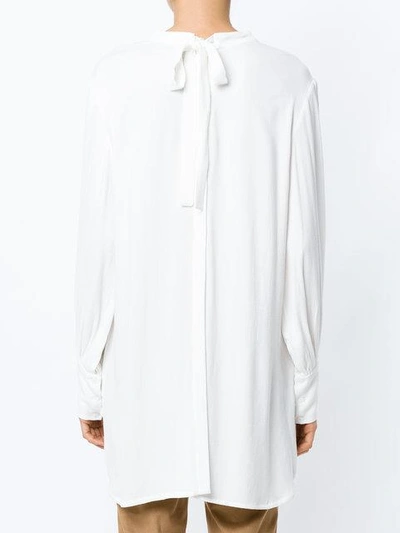 Shop Alcaçuz Gathered Trimmed Blouse In White