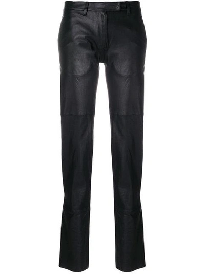 Shop Olsthoorn Vanderwilt Zip Detail Leather Trousers In Black