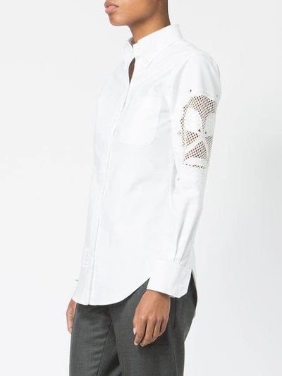 Shop Thom Browne Lace Panel Button-down Shirt - White