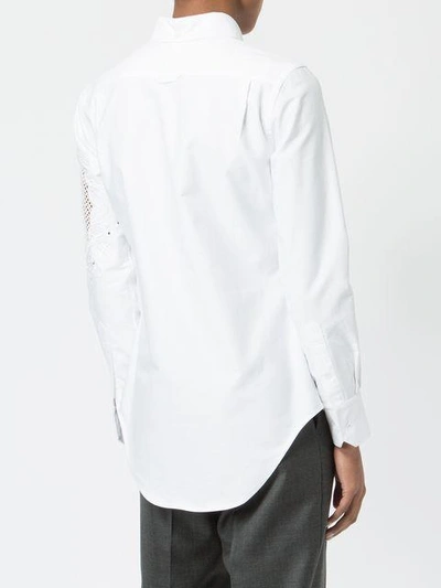 Shop Thom Browne Lace Panel Button-down Shirt - White