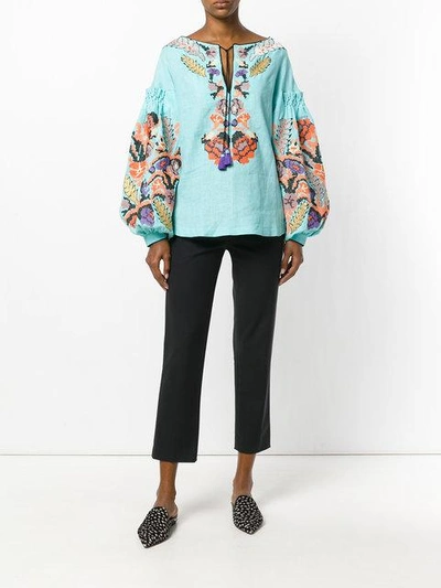 Shop Yuliya Magdych Harvest Embroidered Top In Blue