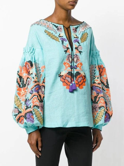 Shop Yuliya Magdych Harvest Embroidered Top In Blue