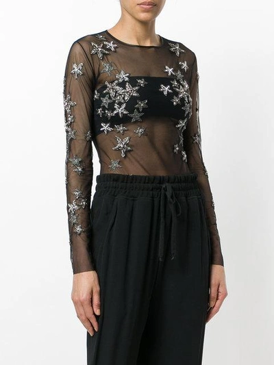 Shop Amen Star Embellished Bodysuit In Black