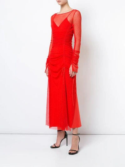 Shop Diane Von Furstenberg Ruched Sheer Dress In Red