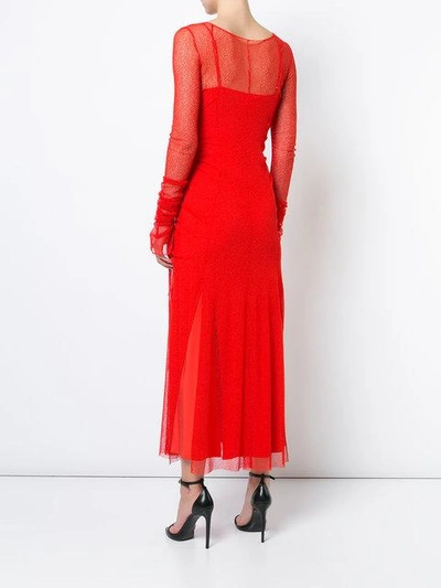 Shop Diane Von Furstenberg Ruched Sheer Dress In Red