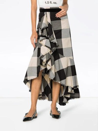 Shop Johanna Ortiz Bosque Del Apache Linen Gingham Skirt In Black