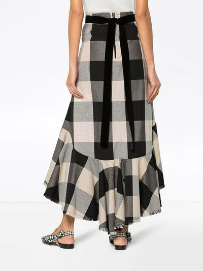 Shop Johanna Ortiz Bosque Del Apache Linen Gingham Skirt In Black