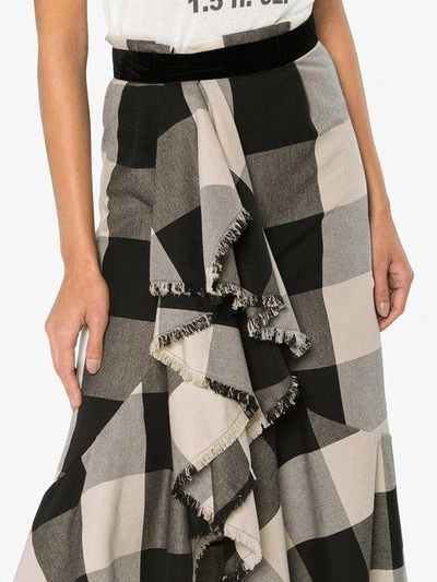 Shop Johanna Ortiz Bosque Del Apache Linen Gingham Skirt In Black