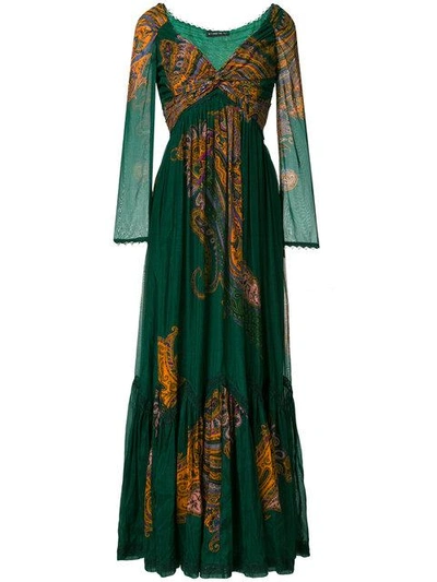 Shop Etro Paisley Print Long Dress - Green