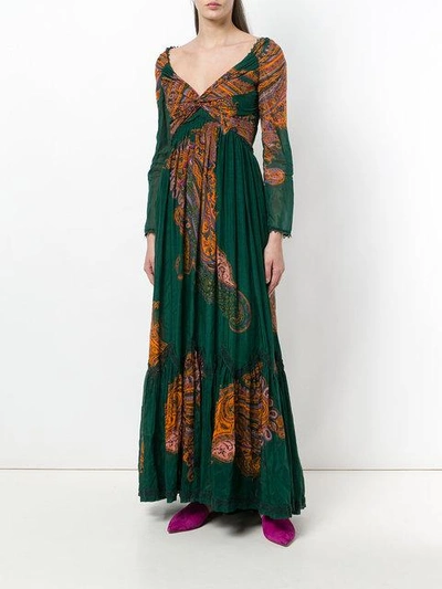 Shop Etro Paisley Print Long Dress - Green