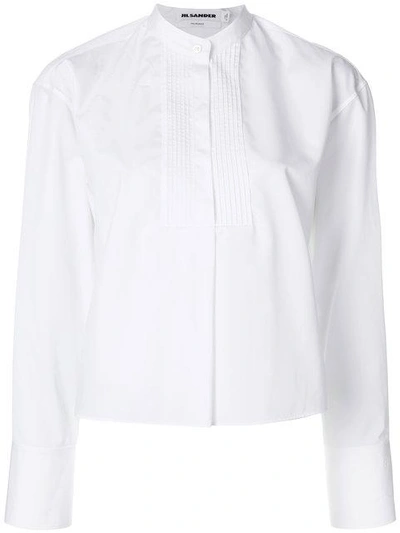 Shop Jil Sander Classic Collarless Shirt - White