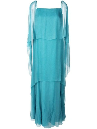 Shop Alberta Ferretti Layered Maxi Dress In Blue