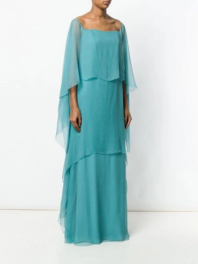 Shop Alberta Ferretti Layered Maxi Dress In Blue