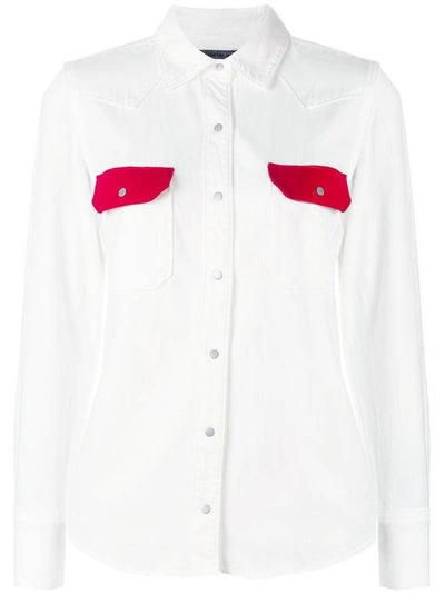 Shop Calvin Klein Jeans Est.1978 Calvin Klein Jeans Western Lean Contrast Shirt - White