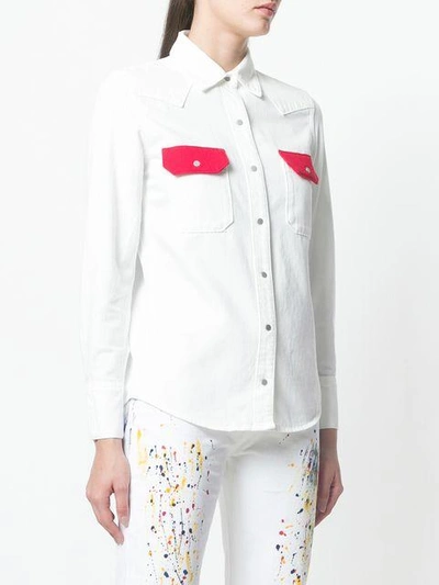 Shop Calvin Klein Jeans Est.1978 Calvin Klein Jeans Western Lean Contrast Shirt - White