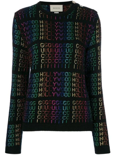 Shop Gucci Hollywood Metallic Sweater - Black
