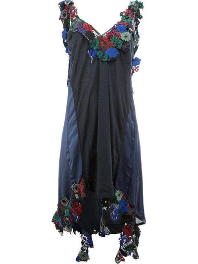 Shop Sacai Floral Embellished Asymmetric Dress In Multicolour