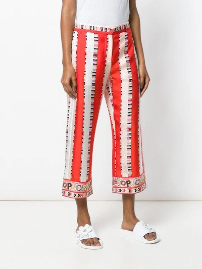 Shop Emilio Pucci Cropped Printed Trousers In Multicolour