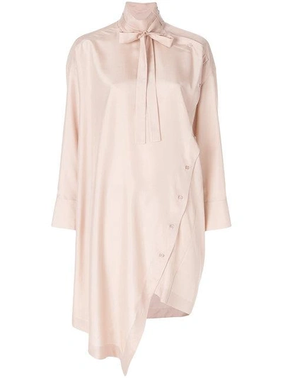 Shop Valentino Draped Silk Dress - Neutrals