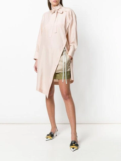 Shop Valentino Draped Silk Dress - Neutrals